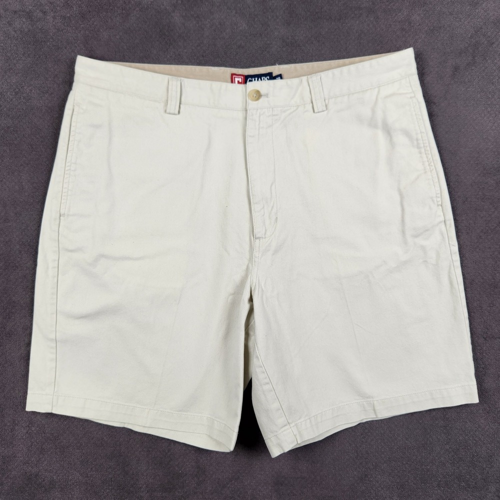 Chaps Chino Shorts Mens 38 Khaki Cotton Classic Fit Flat Front Casual Summer